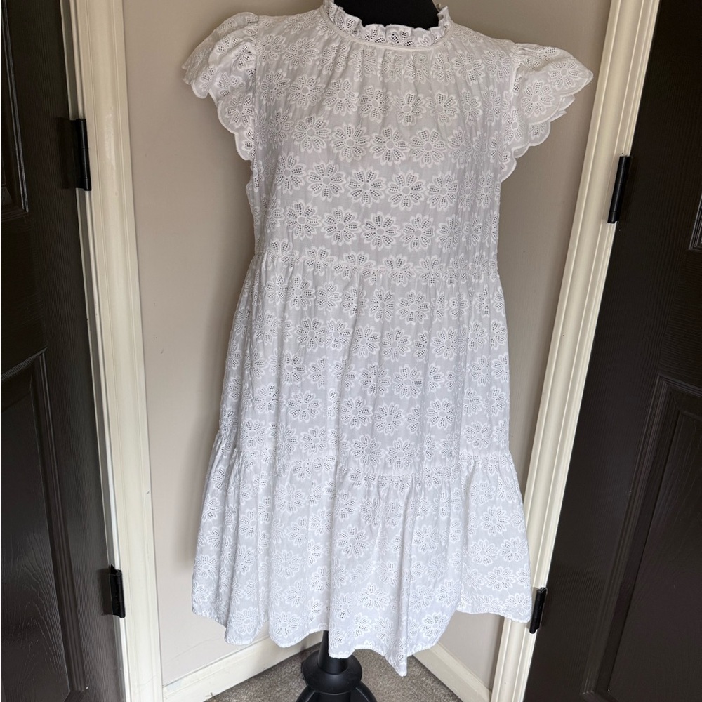 crown & ivy White Eyelet Midi Dress